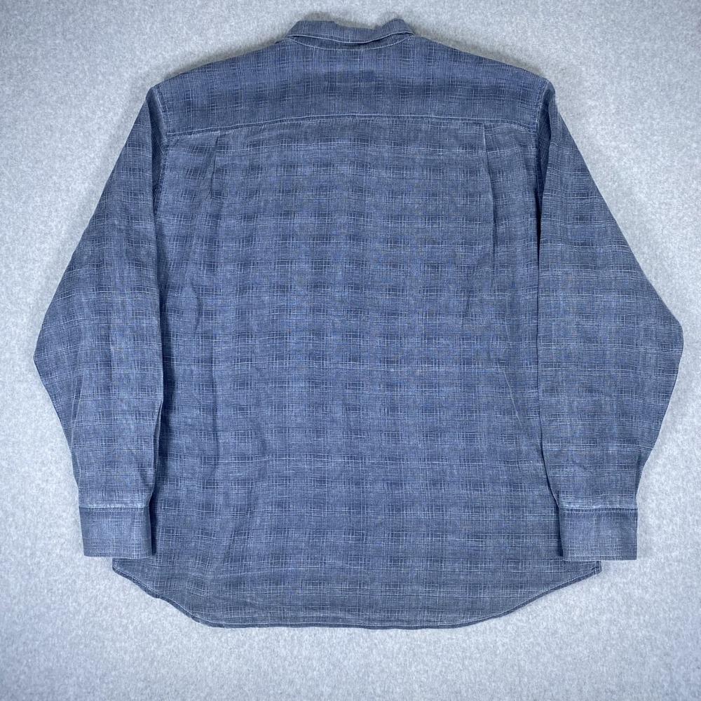 Tommy Bahama Button Down Shirt Mens XXL Blue Linen Cotton Slub Long Sleeve - Picture 6 of 16